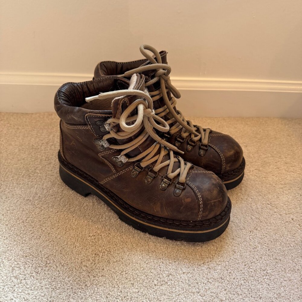 Vintage Steel TipBrown Lace-Up Hiking Boots from Aldo shoes. Womens 7.5 - Picture 3 of 5